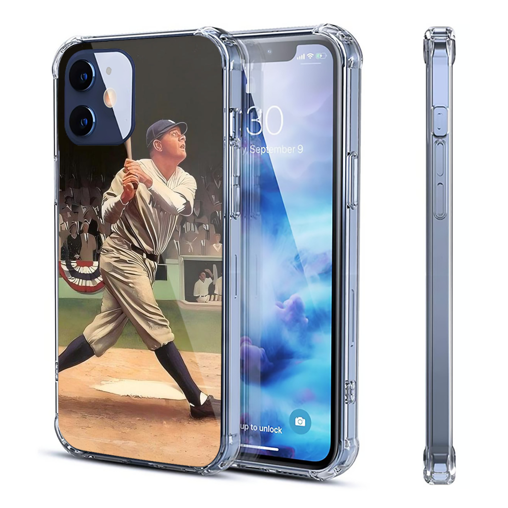 Babe Ruth 35 Clear IPhone 12 Case – Soft TPU With UV Print – Enhanced Drop Protection, Precise Fit, Anti-Fingerprint, Customizable Design, Scratch-Resistant, Yellow-Resistant